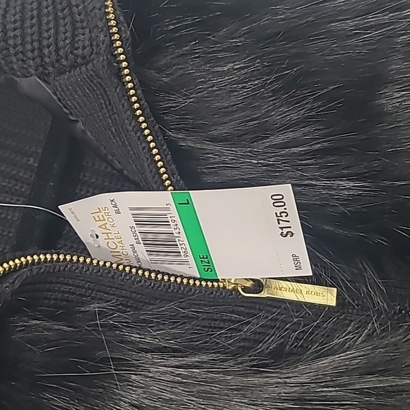 NEW MICHAEL Michael Kors black faux fur vest large - Picture 2 of 12